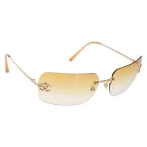 CHANEL Sunglasses metal Orange CC Auth yk20139A